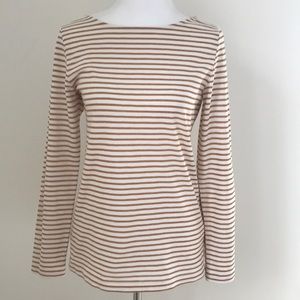J.Crew Long Sleeved Tee Gold Metallic Stripe